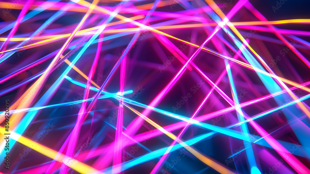 Colorful glowing neon lines on black surface, bright abstract background Colorful glowing neon lines on black surface, bright abstract background