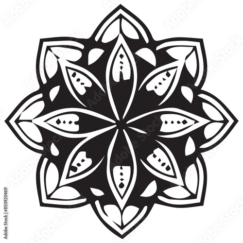 set of beautiful black and white floral mandala design white background