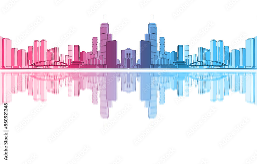 Fototapeta premium modern city panorama 3d illustration