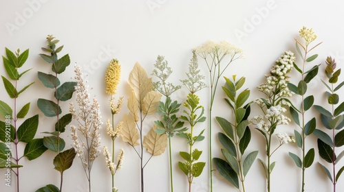 Pressed botanical specimens arranged meticulously in a herbarium photo