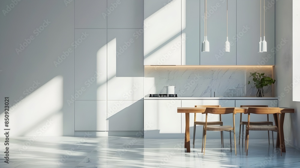Fototapeta premium Bright Kitchen Interior with Sunlight