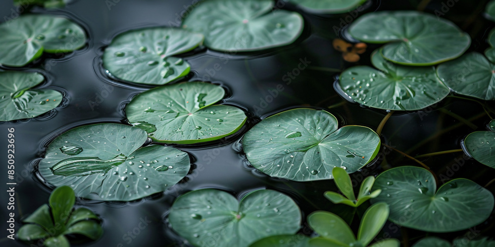 Abstract Natural Background with Leaves, Plants and Water in Vivid colors Abstract Natural Background with Leaves, Plants and Water in Vivid colors