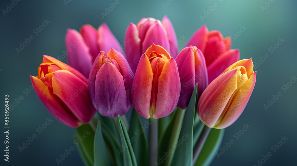 Bouquet of pink tulips in a glass vase Bouquet of pink tulips in a glass vase