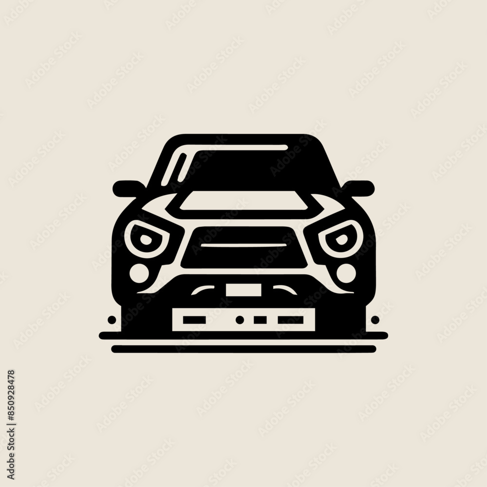 Modern Classic Car Front View icon, Offroad car simulator silhouette vector illustration Modern Classic Car Front View icon, Offroad car simulator silhouette vector illustration