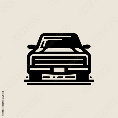 Modern Classic Car Front View icon, Offroad car simulator silhouette vector illustration