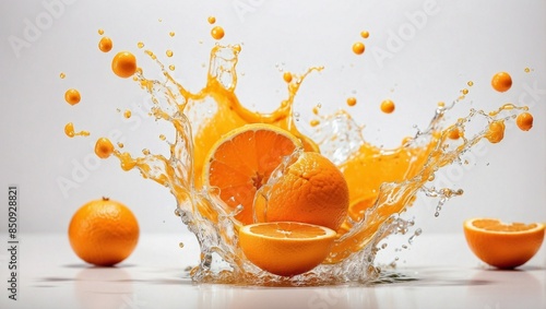 Orange Juice splash on white background.