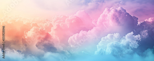 Colorful background with soft, gradient clouds in pastel tones. photo