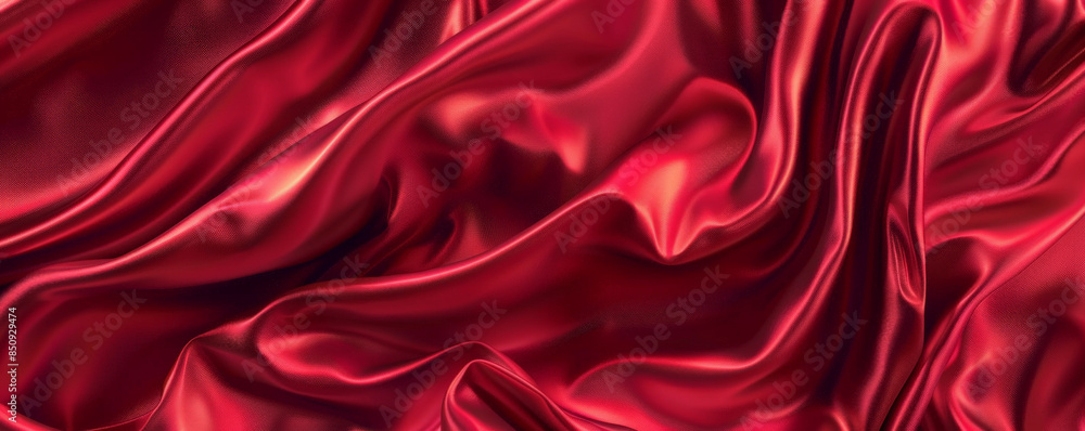 Fabric background with shimmering, satin in ruby red. Fabric background with shimmering, satin in ruby red.