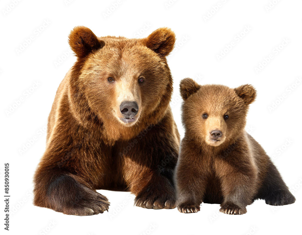 Braunbär und tierbaby isoliert auf weißen Hintergrund, Freisteller Braunbär und tierbaby isoliert auf weißen Hintergrund, Freisteller