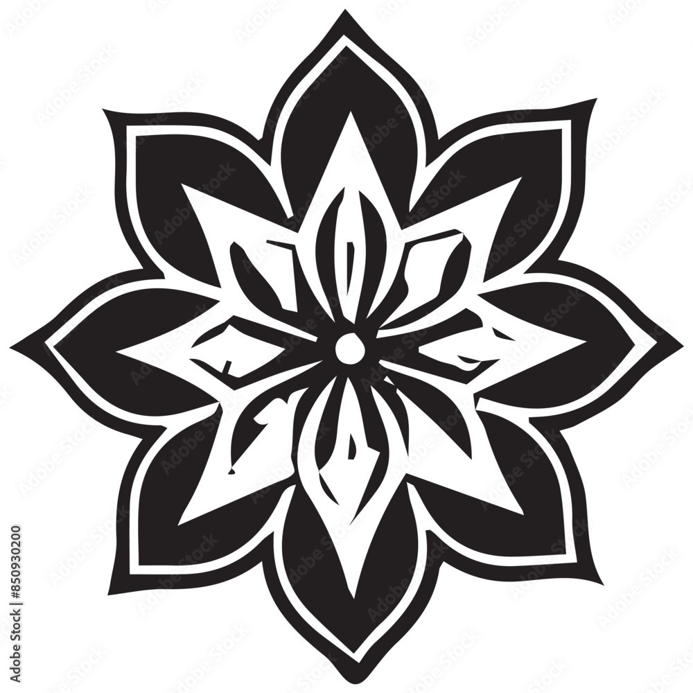 set of beautiful black and white floral mandala design white background set of beautiful black and white floral mandala design white background