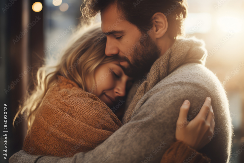 Emotional therapy hug, soft focus on two people embracing, calming environment, healing moment Emotional therapy hug, soft focus on two people embracing, calming environment, healing moment