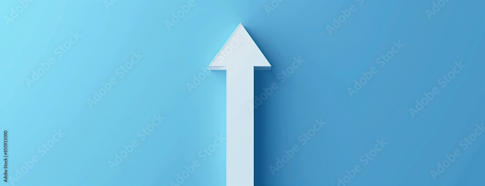 3D illustration of an upward arrows on a blue background in the simple minimalistic style.Minimal creative business concept.Flat lay 3D illustration of an upward arrows on a blue background in the simple minimalistic style.Minimal creative business concept.Flat lay