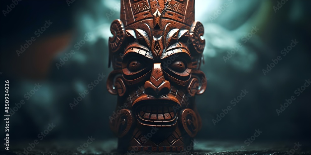 Mysterious ancient deity represented in dark magical totem with engaging ambiance. Concept Ancient Deity, Dark Magic, Mysterious Totem, Engaging Ambiance Mysterious ancient deity represented in dark magical totem with engaging ambiance. Concept Ancient Deity, Dark Magic, Mysterious Totem, Engaging Ambiance