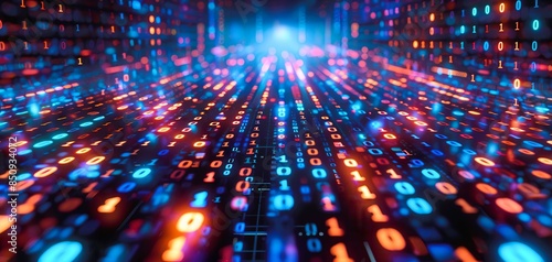 Wallpaper Mural Abstract digital background with glowing binary code. Torontodigital.ca