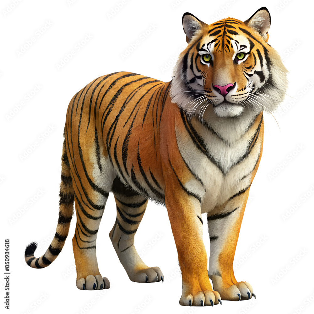 Obraz premium Tiger on transparent background, Tiger illustration, Tiger png file, Tiger Transparent background, Tiger png illustration