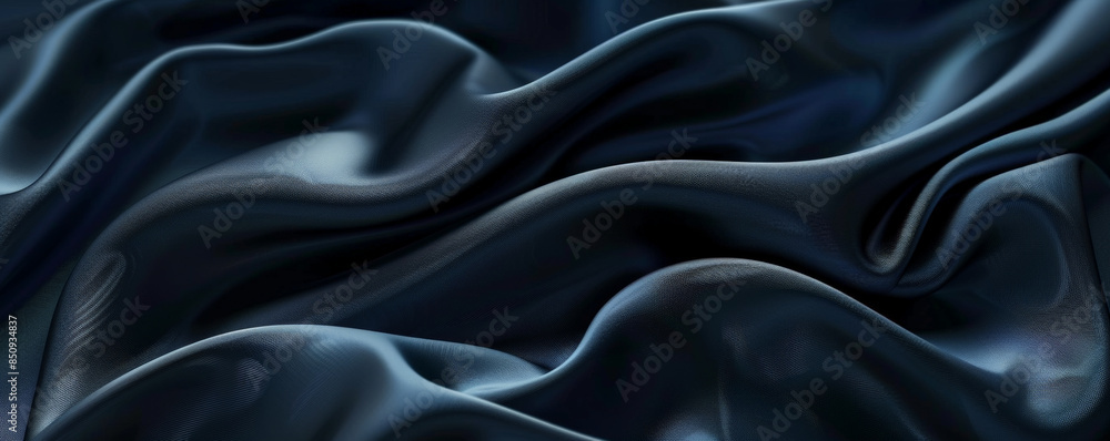 Fototapeta premium Fabric background with smooth, velvet texture in midnight blue.