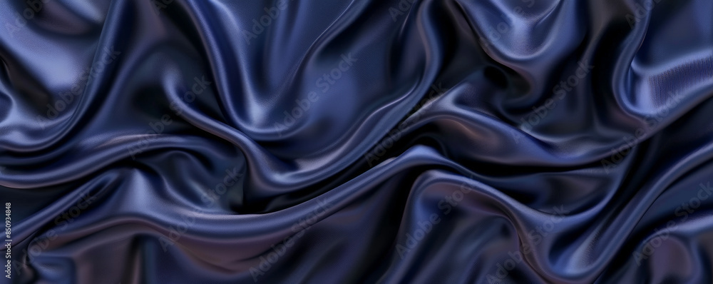 Fototapeta premium Fabric background with smooth, velvet texture in midnight blue.