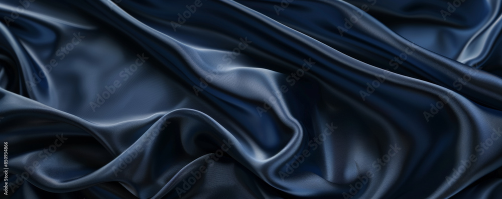 Fototapeta premium Fabric background with smooth, velvet texture in midnight blue.