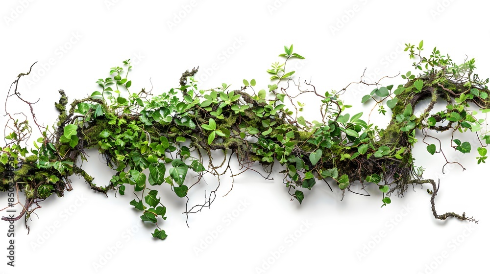 Obraz premium Vines with moss on a white background