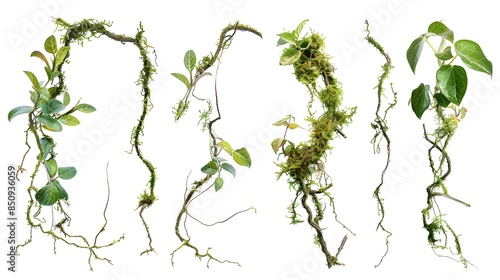 Vines with moss on a white background photo