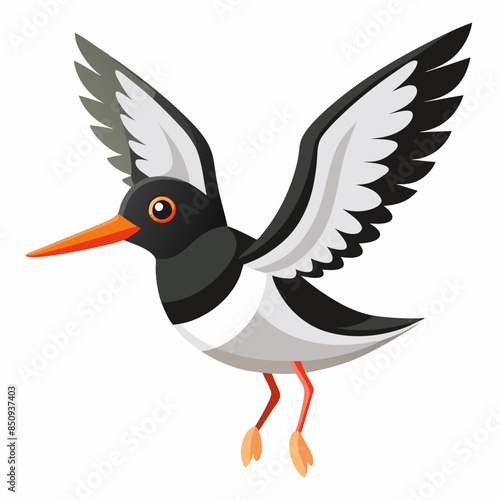 Canarian Oystercatcher bird flies vector kawaii svg file