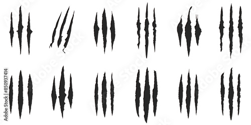Silhouette of various claw marks. set 01