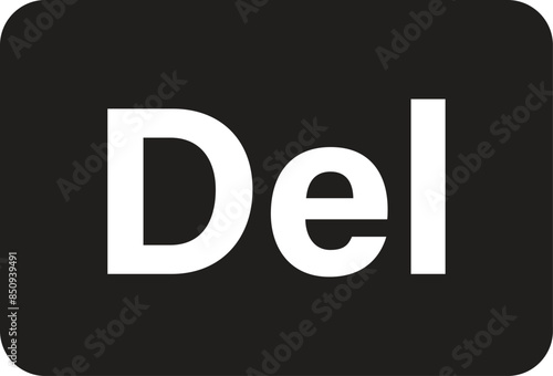 Delete keyboard button icon isolated on white background . Delete button icon vector