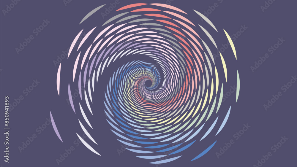Fototapeta premium Abstract spiral vortex style round big data minimalist creative background in purple.