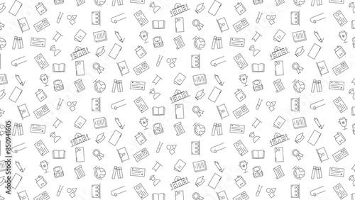 Back to School, Education Icon Seamless Pattern