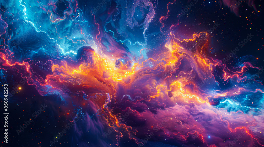 Vivid Cosmic Nebula in Deep Space. A vibrant, colorful cosmic nebula with swirling clouds of gas and dust set against the backdrop of deep space, showcasing the beauty of the universe. Vivid Cosmic Nebula in Deep Space. A vibrant, colorful cosmic nebula with swirling clouds of gas and dust set against the backdrop of deep space, showcasing the beauty of the universe.