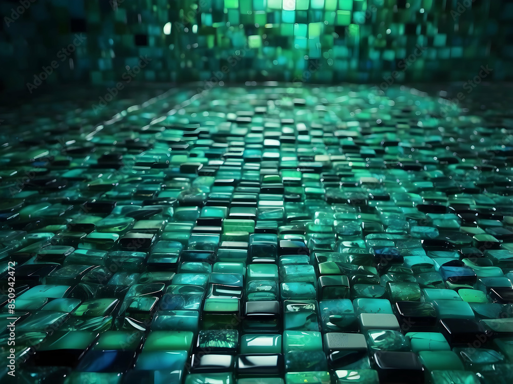 Fototapeta premium Green and blue mosaic tile texture