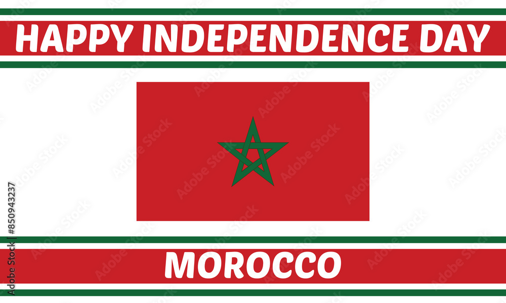 Happy Morocco independence day, celebrated every 18 November, on a background of flags and silhouettes of people, vector illustration.