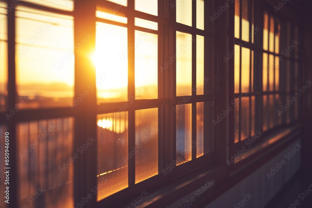 Fototapeta premium Golden Sunset Through a Window