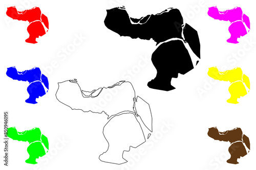 Allahabad City (Republic of India, Uttar Pradesh State) map vector illustration, scribble sketch City of Prayagraj, Illahabad or Prayag map