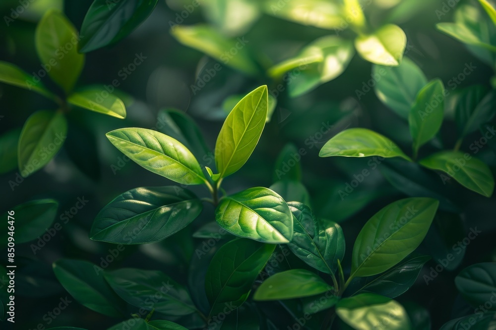 Fototapeta premium Green Leaves in Sunlight: A Close Up