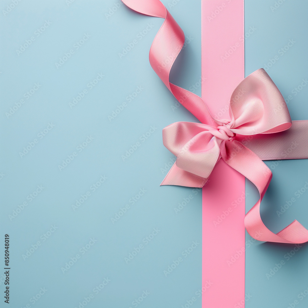 pink bow on pastel background, minimalistic, simple, flat lay. pink bow on pastel background, minimalistic, simple, flat lay.