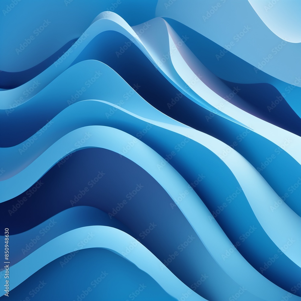Obraz premium Blue 3D Parallax Abstract Background with Wave Effect