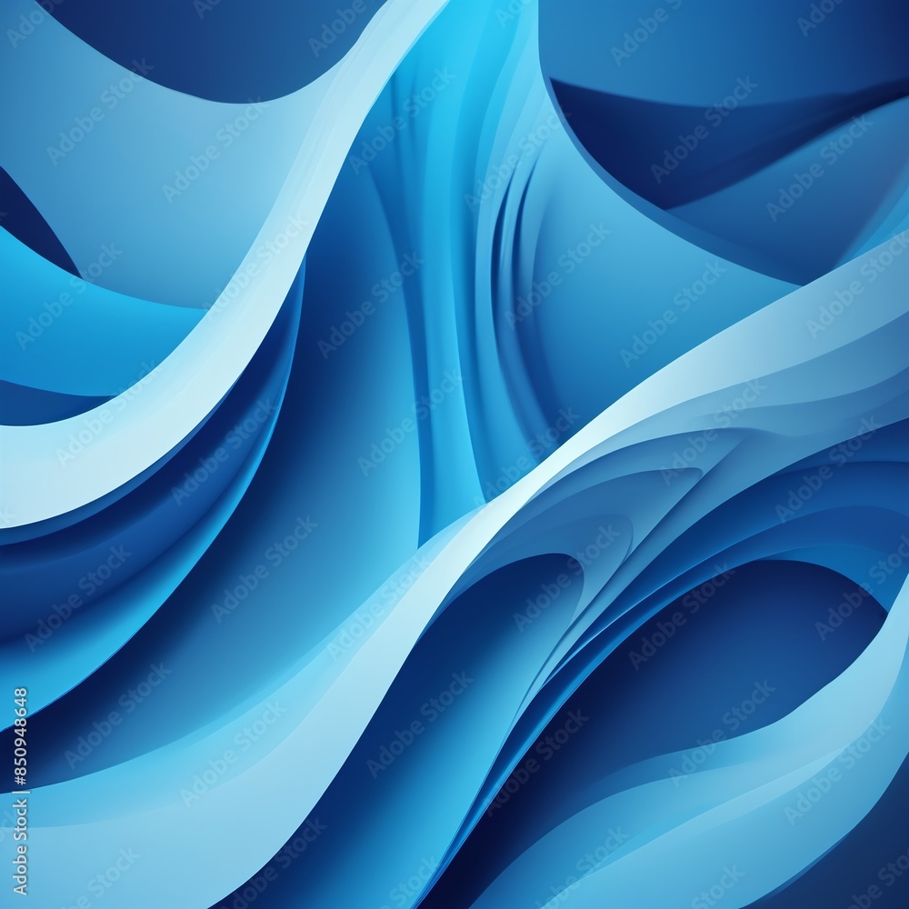 Obraz premium Blue 3D Parallax Abstract Background with Wave Effect