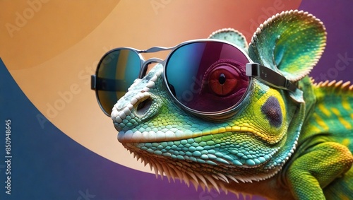 A Multicolored Chameleon Wearing Shades