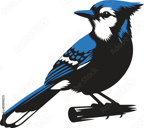 Blue Jay Bird vector silhouette Image