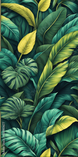 Wallpaper Mural tropical, Leaves, Green, Yellow, Purple, Nature, Exotic, Lush, Vibrant, Plant, Jungle, Botanical, Decorative, Modern, Phone Wallpaper, plant, leaf, nature, leaves, flora, green, summer, plants, illust Torontodigital.ca