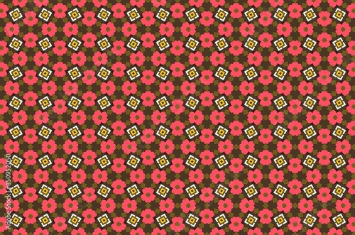 A pattern of flowers in a red and brown color scheme