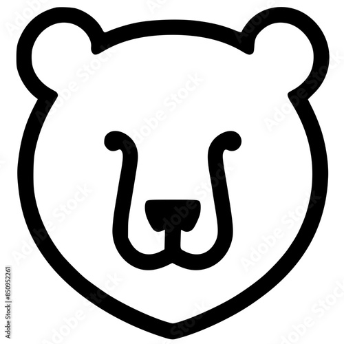 One line simple bear head silhouette