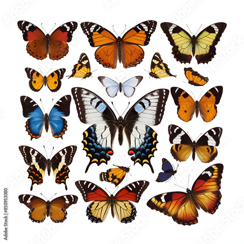 View of colorful butterflies with their wings spread open. AI generative image. © AKMMasomul