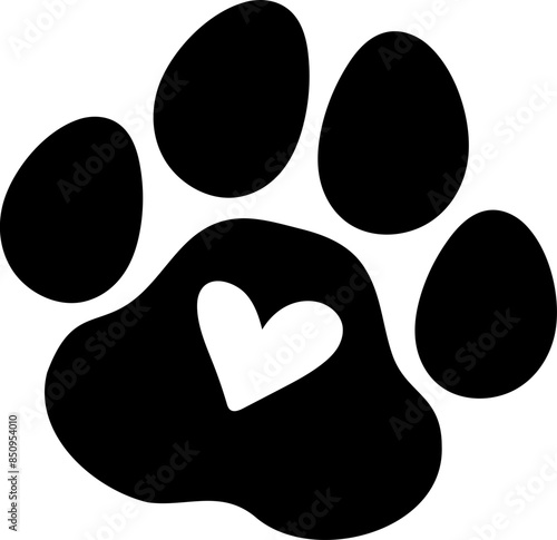 Paw print with heart