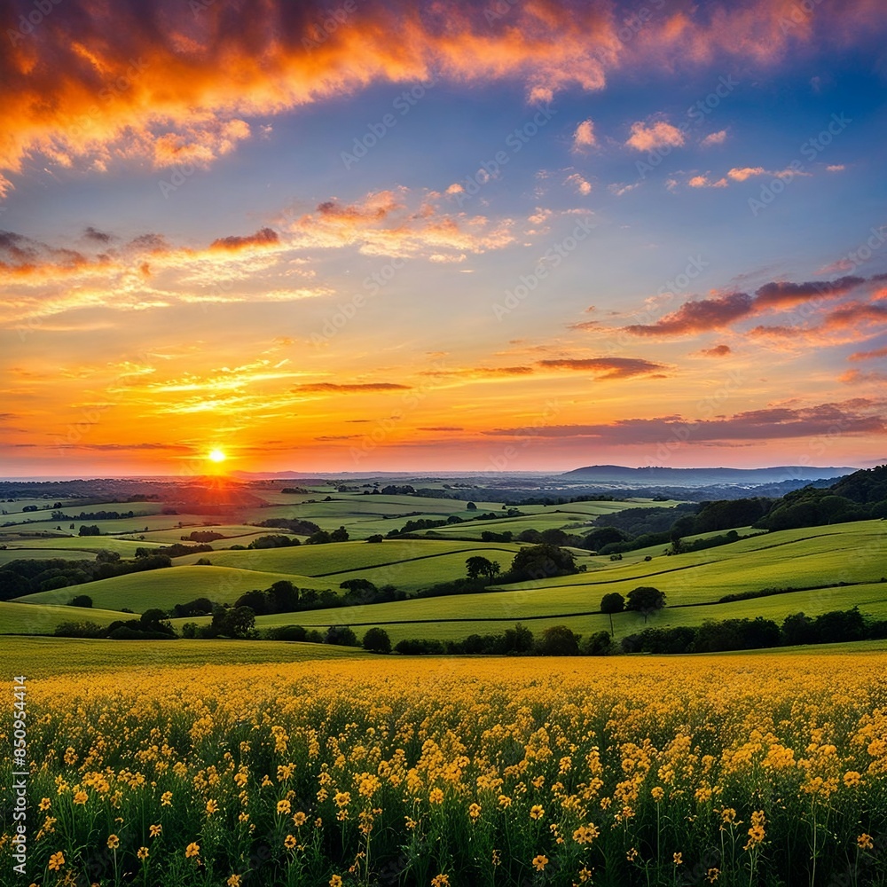 Fototapeta premium Flowery Sunset Perch