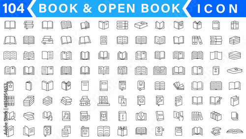 Books Icons - Vector Line. Editable Stroke.
