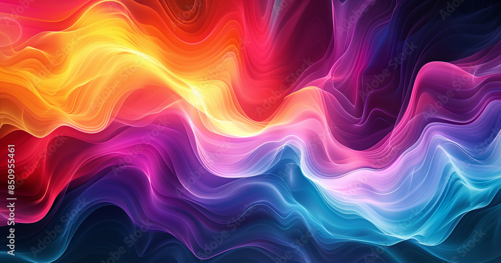 Fototapeta premium A colorful wave with a rainbow in the middle. The colors are bright and vibrant, creating a sense of energy and excitement. The wave appears to be moving and flowing