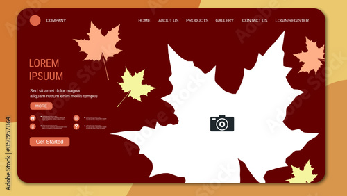 Modern trendy landing page vector design template. Autumn style illustration
