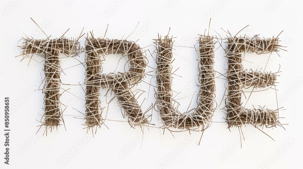 Fototapeta premium Verification and Reality symbol created in String Art Lettering.